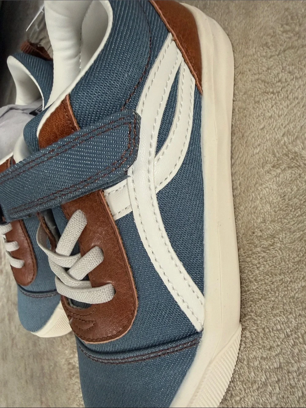 Carter's Blue Canvas Sneakers with Brown Trim